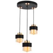 Apliqa Boris 3Lü Yuvarlak Siyah Gold Sarkıt Modern Genç Odası Mutfak Retro Salon Avize - 2