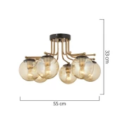 Apliqa Edin 6Lı Siyah Eskitme Bal Camlı Modern Genç Odası Yatak Odası Salon Avize thumbnail 7