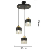 Apliqa Boris 3Lü Yuvarlak Siyah Gold  Sarkıt Modern Genç Odası Mutfak Retro Salon Avize - 6