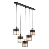 Boris 5 Li Sıralı Siyah-Krom Sarkıt Modern Genç Odası Mutfak Salon Sarkıt Avize thumbnail 4