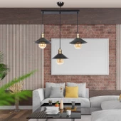Apliqa Gönen 3Lü Siyah Sıralı Modern Retro Sarkıt Mutfak Retro Salon Avize - 2