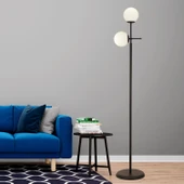 Günay 2li Siyah Beyaz Camlı Modern Dekoratif Tasarım Oturma Odası-Salon Lambader thumbnail 1