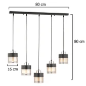 Boris 5 Li Sıralı Siyah-Krom Sarkıt Modern Genç Odası Mutfak Salon Sarkıt Avize thumbnail 8