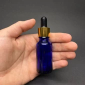 20Ml Mavi Cam Damlalıklı Şişe , Gold Metal Kapak , 20 Cc Mavi Cam Damlalıklı Şişe x 6 Adet thumbnail 1