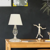 Lupin Beyaz Şapkalı Beyaz Masa Lambası Modern Tasarım Salon-Yatak Odası Abajur thumbnail 1