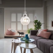 Leon Tekli Krom Sarkıt Salon Avize Çap:15Cm thumbnail 1