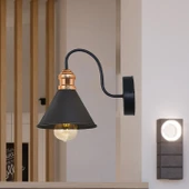 Görez Siyah Yatak Odası-Yatak başı,Cafe,Restoran için Duvar Lambası Modern Retro Aplik thumbnail 1