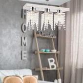 Apliqa Nikola 3Lü Krom Kristalli Taşlı Modern Tasarım Kristal Salon Avize - 2