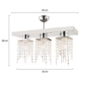 Apliqa Nikola 3Lü Krom Kristalli Taşlı Modern Tasarım Kristal Salon Avize - 7