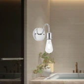 Coman Tekli Krom Duvar Lambası Yatak Odası-Yatak Başı  İçin Modern Aplik thumbnail 1