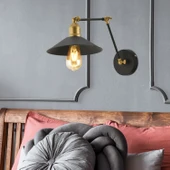 Peyma Siyah Yatak Odası-Yatak başı,Cafe,Restoran için Duvar Lambası Modern Retro Aplik thumbnail 1