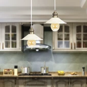 Gönen 2Li Beyaz Sıralı Patinalı Modern Retro Sarkıt Mutfak Salon Avize thumbnail 3