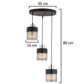 Boris 3 Lü Yuvarlak Siyah-Krom Sarkıt Modern Genç Odası Mutfak Salon Sarkıt Avize thumbnail 8