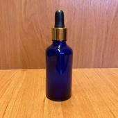 50Ml Mavi Cam Damlalıklı Şişe , Gold Metal Kapak , 50 Cc Mavi Cam Damlalıklı Şişe x 6 Adet - 2