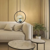 Luis Tekli Siyah Bal Camlı Modern Sarkıt Mutfak Salon Sarkıt Avize thumbnail 1