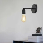 Binay Siyah Boyalı Duvar Lambası Yatak Odası-Yatak Başı-Banyo Retro Aplik thumbnail 1