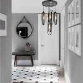 Koza 5Li Yuvarlak Siyah Modern Genç Odası Mutfak Retro Salon Sarkıt Avize thumbnail 5