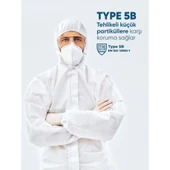 Tek Kullanımlık Koruyucu Tulum Tip 5-6 Ce Onaylı Kaliteli Kimyasal Katı Partikül Kimyasal Koruyucu thumbnail 2