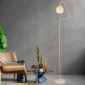 Apliqa Seül Beyaz Camlı Beyaz Patinalı Modern Tasarım Metal Lambader - 1