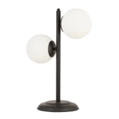 Apliqa Siena 2Li Siyah Boyalı Beyaz Camlı Masa Lambası Modern Tasarım -Yatak Odası-Salon Retro Abajur - 4