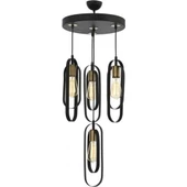 Apliqa Koza 4Lü Siyah Sarkıt Modern Genç Odası Mutfak Retro Salon Avize thumbnail 2