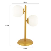 Apliqa Siena 2Li Gold Boyalı Beyaz Camlı Masa Lambası Modern Tasarım -Yatak Odası-Salon Abajur - 10