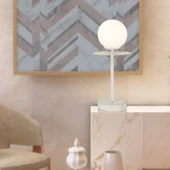 Apliqa Rakes Beyaz Silme Abajur Salon-Yatak Odası Modern Tasarım Masa Lambası thumbnail 1