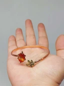 Akik Taşı Yaprak Motifli Bakır Bileklik (52484) thumbnail 3