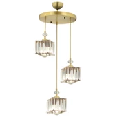 Apliqa Brandy Eskitme 3 Lü Yuvarlak Sakıt Kristalli Taşlı Modern Tasarım Kristal Salon Avize thumbnail 4