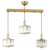 Apliqa Brandy Eskitme 3 Lü Sıralı Sarkıt Kristalli Taşlı Modern Tasarım Kristal Salon Avize - 5