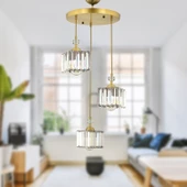 Apliqa Brandy Eskitme 3 Lü Yuvarlak Sakıt Kristalli Taşlı Modern Tasarım Kristal Salon Avize thumbnail 1