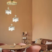 Apliqa Brandy Eskitme 3 Lü Yuvarlak Sakıt Kristalli Taşlı Modern Tasarım Kristal Salon Avize thumbnail 2