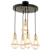 Apliqa Ciri 5 Li Yuvarlak Gold Kaplama Tel Sarkıt Modern Genç Odası Mutfak Oturma Odası Salon Sarkıt Avize - 4