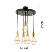 Apliqa Ciri 5 Li Yuvarlak Gold Kaplama Tel Sarkıt Modern Genç Odası Mutfak Oturma Odası Salon Sarkıt Avize - 9