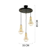 Apliqa Ciri 3 Lü Yuvarlak Gold Kaplama Tel Sarkıt Modern Genç Odası Mutfak Oturma Odası Salon Sarkıt Avize - 8