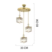 Apliqa Brandy Eskitme 3 Lü Yuvarlak Sakıt Kristalli Taşlı Modern Tasarım Kristal Salon Avize thumbnail 7