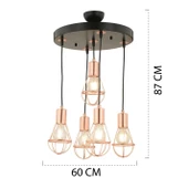 Apliqa Ciri 5 Li Yuvarlak Gold Kaplama Tel Sarkıt Modern Genç Odası Mutfak Oturma Odası Salon Sarkıt Avize - 7