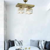 Apliqa Rivia 2 Li Eskitme Plafonyer Kristalli Taşlı Modern Tasarım Kristal Salon Avize - 2