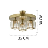 Apliqa Sabrina 3 Lü Yuvarlak Eskitme Plafonyer Kristalli Taşlı Modern Tasarım Kristal Salon Avize thumbnail 8