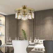 Apliqa Sabrina 3 Lü Yuvarlak Eskitme Plafonyer Kristalli Taşlı Modern Tasarım Kristal Salon Avize thumbnail 2