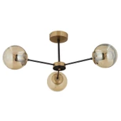 Apliqa Nide 3Lü Siyah Eskitme Bal Camlı Modern Genç Odası Yatak Odası Retro Salon Avize thumbnail 2