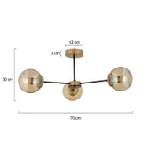 Apliqa Nide 3Lü Siyah Eskitme Bal Camlı Modern Genç Odası Yatak Odası Retro Salon Avize thumbnail 9