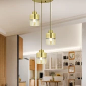 Apliqa Boris 3Lü Yuvarlak Komple Eskitme Sarkıt Modern Genç Odası Mutfak Salon Avize - 1