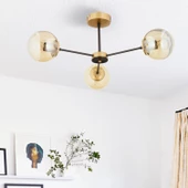 Apliqa Nide 3Lü Siyah Eskitme Bal Camlı Modern Genç Odası Yatak Odası Retro Salon Avize thumbnail 1