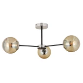 Apliqa Nide 3Lü Siyah Krom Bal Camlı Modern Genç Odası Yatak Odası Retro Salon Avize thumbnail 2