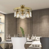 Apliqa Sabrina 3 Lü Yuvarlak Eskitme Plafonyer Kristalli Taşlı Modern Tasarım Kristal Salon Avize thumbnail 1