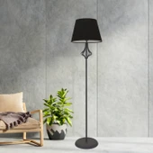 Josefa Siyah Şapkalı Siyah Modern Tasarım Ayaklı Abajur Lamba Metal Lambader thumbnail 1
