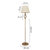 Helezon Beyaz Şapkalı Eskitme Modern Tasarım Ayaklı Abajur Lamba Metal Lambader thumbnail 5