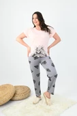 Kadın Kısa Kollu Baskılı Büyük Beden (Battal) Pijama Takımı 0003-25 32714 - 6