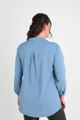 Kadın Büyük Beden Omuz Taş Detaylı Gömlek 1687-24 - 3